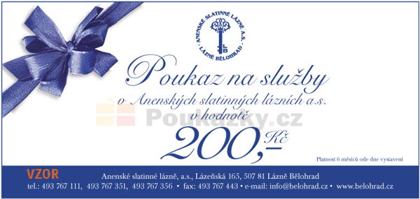 Drkov poukaz Anenskch slatinnch lznch a.s. 200 K